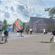 Artist's impression of revitalised Ringwood - approach to Meeting House Lane / Northumberland Court
