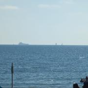 What is the large military boat off the coast of Dorset