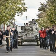 16 members of staff pulled a World War Two Matilda II tank with Richard Smith OBE in the commander’s seat.