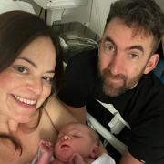 Jo Fackrell and Andy Broadwell with their newborn baby boy