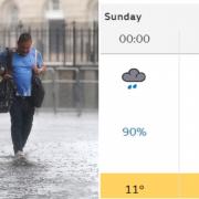 Bournemouth will experience heavy rain over the early hours of Sunday, February 18