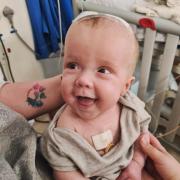 Baby Jamie Crumpler in hospital.