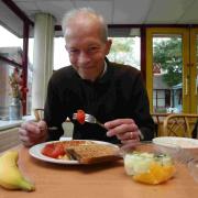 FULL ENGLISH FUEL: Former Mayor of Bournemouth Cllr Phil Stanley-Watts tucks into hospital food at the Royal Bournemouth Hospital