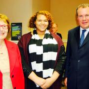 Amber Lovell, centre, with Annette Brooke MP and Connor Burns MP