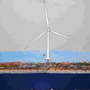 contentious: Illustration of the height of the turbines above Bournemouth Beach.
