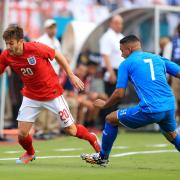 ON THE FRONT FOOT: England's Adam Lallana against Honduras on Saturday