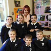 SUPPORTIVE: Vice Principal Sharon Burt with pupils