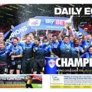 Monday's special edition wrap cover of the Daily Echo
