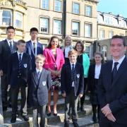 Headmaster Russell Slatford with students