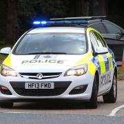 Picture by Richard Crease  - 27/10/14  - RC271014bpolicecar - stock photo  - Dorset Police car with blue lights on