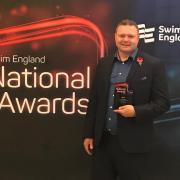 COACH OF THE YEAR: Barry Alldrick receives his Swim England award