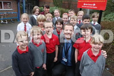 St Aldhelm's Combined School,  Head Teacher  Neil Revell, Deputy  Cathie Bolton and members of the school council.
