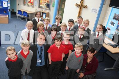 St Aldhelm's Combined School,    Head Teacher  Neil Revell, Deputy  Cathie Bolton and members of the school council.