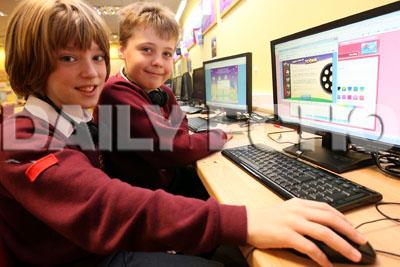 Branksome Heath Middle School,  Pictured are Josh Pengelly,10 (left) and Brandon Northover,9, working in the IT suite.