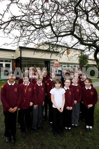 Branksome Heath Middle School,  Head Teacher Stuart Fox with some of the school's pupils.