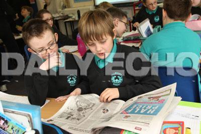 Hillbourne School and Nursery in Poole, 21.2.12. Year six pupils in a literacy class.