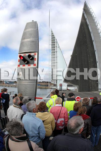 Opening of Twin Sails bridge in Poole for community weekend.