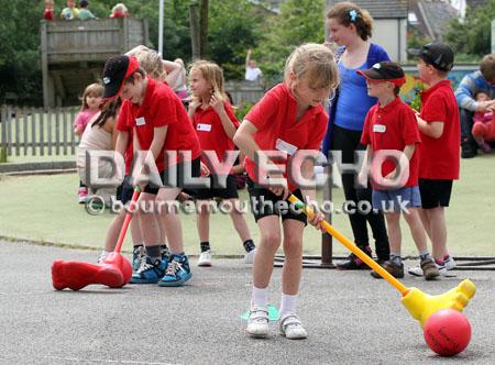 Pupils from Pokesdown Primary School take part in their sports day  at Avonbourne school fields on June 26, 2012
