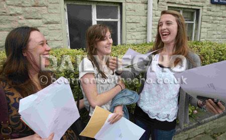 Students celebrate getting their A level exam results at schools across Bournemouth and Poole