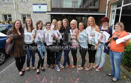 Students celebrate getting their A level exam results