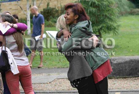 Students celebrate getting their A level exam results