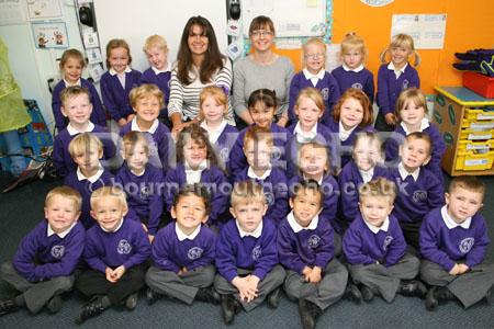 Canford Heath First School, Reception Class "Butterflies". L-R Sue Gould (TA) with Zoe Llewellyn (Teacher). 
