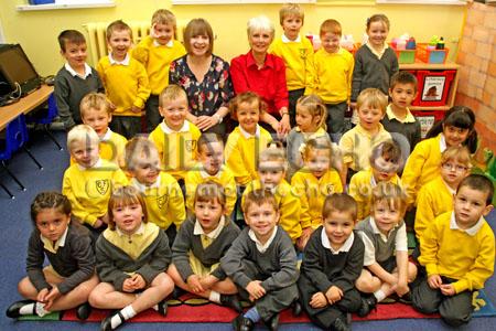 Reception Class "Bees" at Courthill School. Teacher Miss Heather Lane (Left) and Teaching Assistant Mrs Shirley Betteridge (Right). 