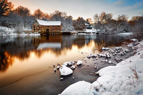 A view across to Sturminster Newton Mill taken last Winter on a snowy day by Rob Cherry.