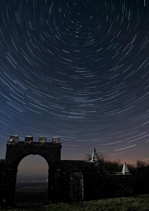 Star Trails over Grange Arch, Creech, by Graham Fry
