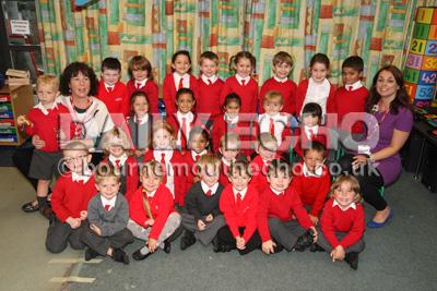 Reception class children at  Pokesdown Community  Primary School with Teacher Danielle Roebuck, left, and TA Laura Rhymes.
