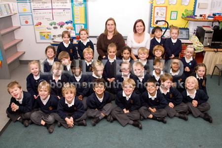 Reception Class at St Luke's Primary School. L-R Katherine Smith (TA) and  Karen Blunder (Teacher).