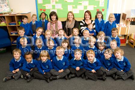  Reception Class at Stourfield Infant School. Tulip Base, Kate Knubley (TA), Jane Arrowsmith (Teacher), and Kate Hughes (TA).  