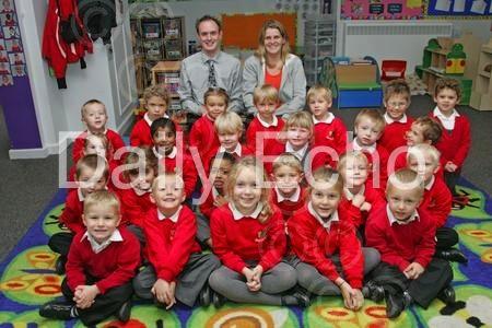 Reception Class Holly at Sylvan First School. L-R Teacher Lewis Keith, and TA Emma Powell.