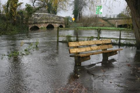 Water rises under the Wessex Way and near the Fish Inn in Ringwood.