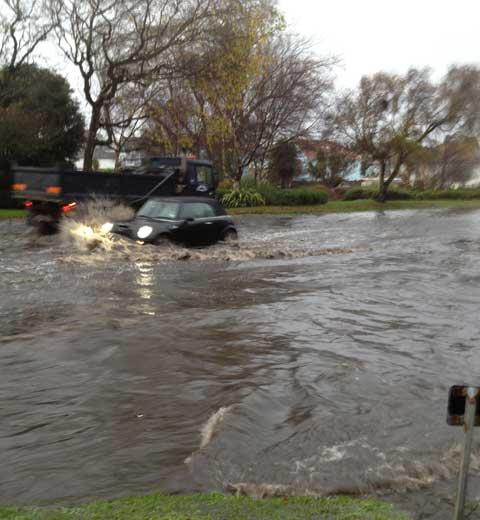 Flooding on Sandbanks Road at the bottom of Wedgewood Drive by resident Bob Lister. 