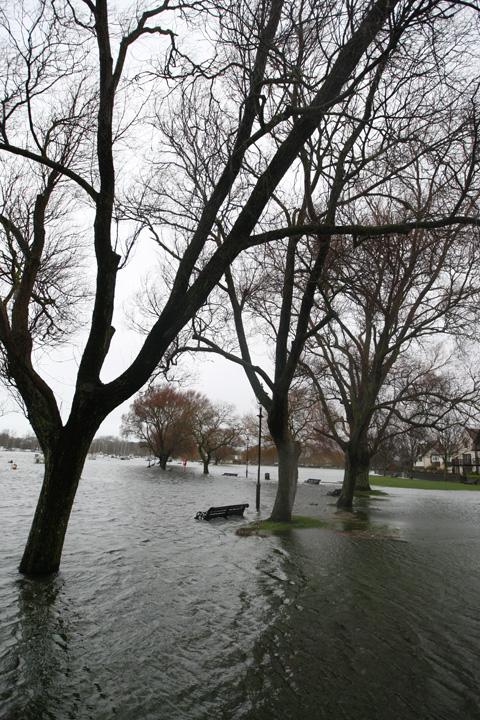 A flooded Christchurch Quay.