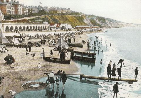Postcard of the East Cliff and beach, Bournemouth circa 1900. Submitted by John Walker.