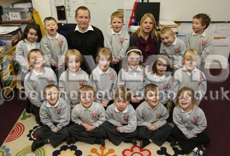 St Mary's RC Primary School at Marnhull. 
Teacher Lee Troake and, right, TA Amber Gould. 