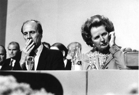 Margaret Thatcher and Norman Tebbitt on 8th October 1986. 