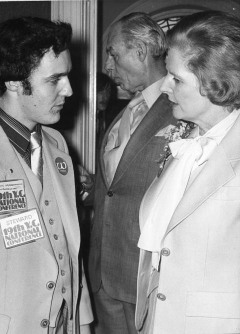 Margaret Thatcher at young Conservatives conference in 1979 at the Winter Gardens,  Chats with Chris Hayward Bournemouth West Young  Conservatives chairman.