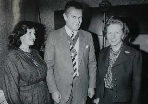 Cllr Michael Filer and his wife Anne with Prime Minister Margaret Thatcher taken at the Winter Gardens in 1984  