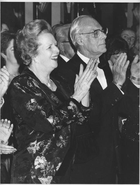 Margaret and Denis Thatcher at the Tory Conference in Bournemouth in 1990