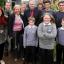 Head teacher Brian Hooper with staff and pupils
