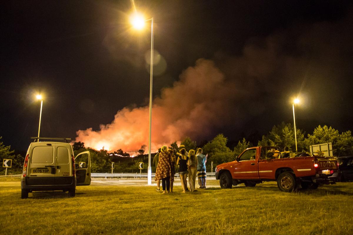 Firefighters battled a huge blazes at Canford Heath after arsonists set fires at several locations. Picture: Josh Samways