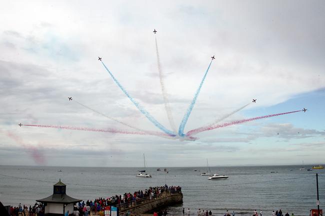Red Arrows display at Swanage Carnival on Sunday, July 28, 2013