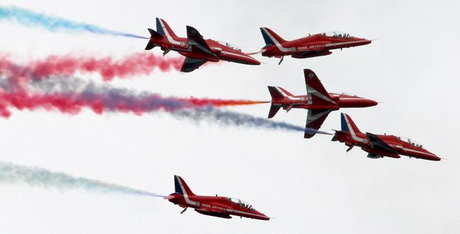 Red Arrows display at Swanage Carnival on Sunday, July 28, 2013