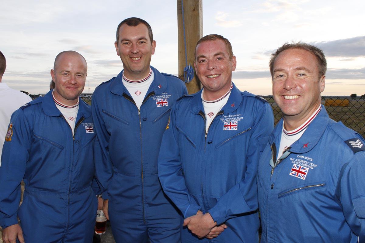 Bournemouth Red Arrows Association Barbecue at Bournemouth Flying Club ... Red Arrows engineers "The Blues", l-r, Jonathan Wilcox, Chris Davison, Chris Docherty and Chris Moss. 