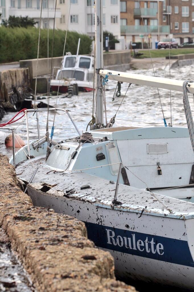 See all Daily Echo and reader pictures of damage left behind after St Jude hits Dorset. A boat at Sandbanks takes a battering from the stormy conditions.Picture Sally Adams