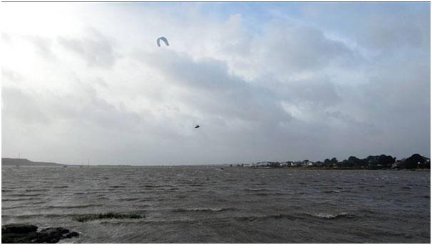 See all Daily Echo and reader pictures of damage left behind after St Jude hits Dorset. A kitesurfer thought to be around 45ft up in the air. Picture by Jan-Erik Paul.
