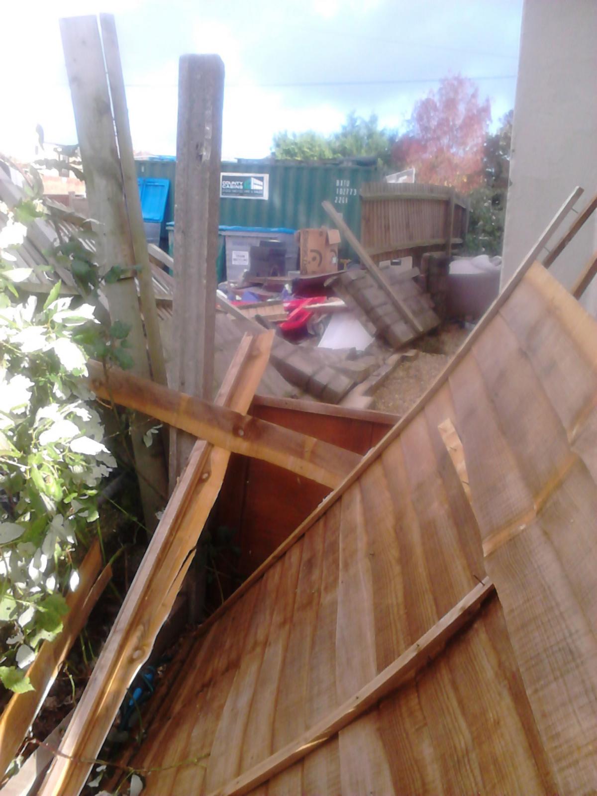 See all Daily Echo and reader pictures of damage left behind after St Jude hits Dorset. Concrete wall and fence panels down in Winton.Picture by Tess Raymond